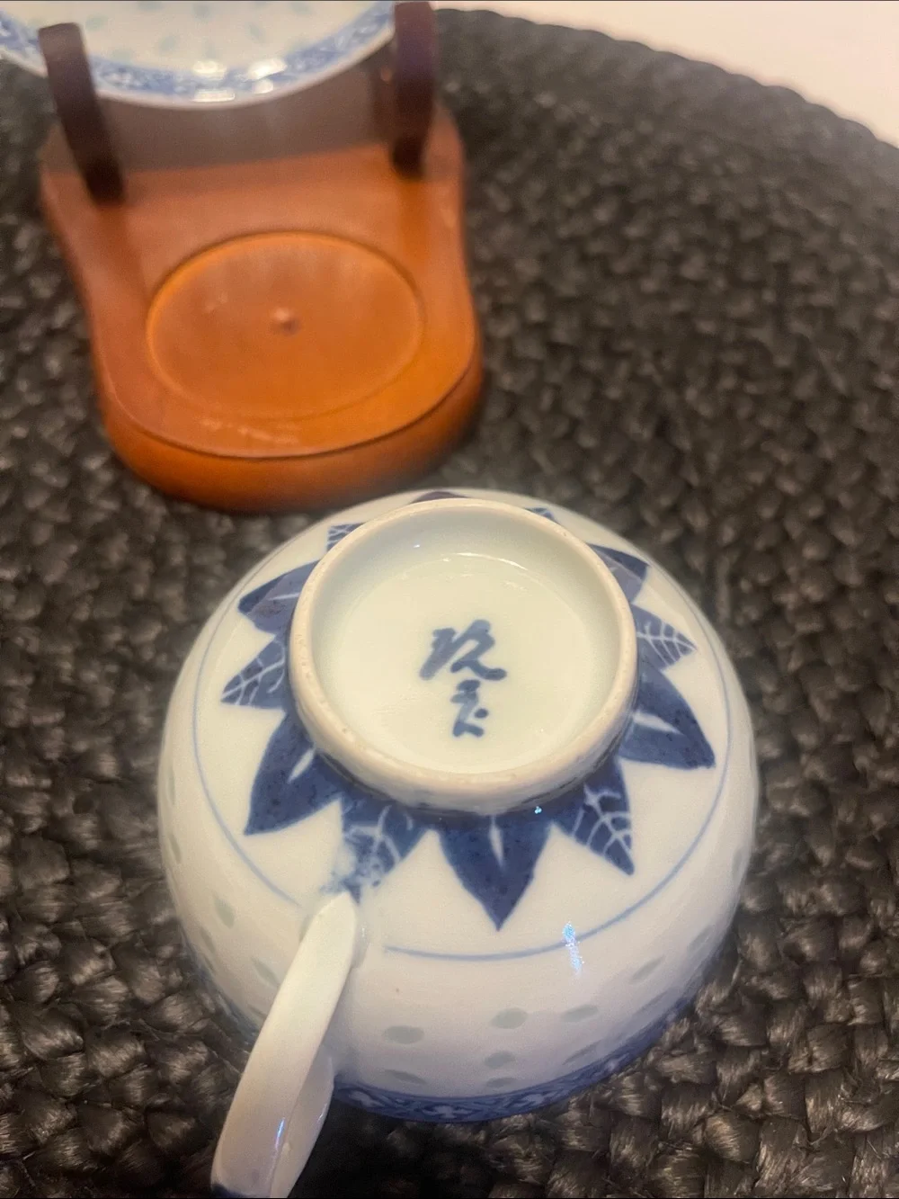 Vintage linglong Blue Dragon Porcelain Teacup & Saucer Set